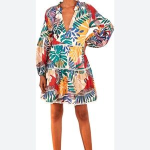 FARM Rio Off-White Macaw Mini Dress Sz S